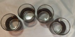 MCM Culver Alligator 22k Gold Trim Set Of 4 Double RocGlasses 1960s Barware VTG