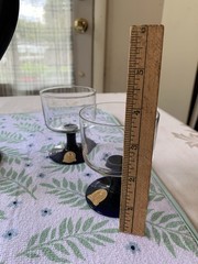 Vintage MCM Blefeld Portugal glass Clear & Cobalt Blue Cocktail set 6 pcs