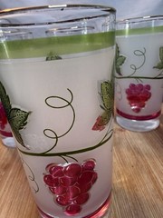 Vintage Libbey Largo Frosted Grapevine Gold Rim Juice Glasses Set of 5