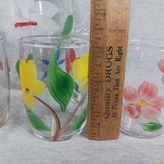 Vintage Bartlett Collins Juice Set Pitcher + 6 Glasses Hand Painted Floral MCM
