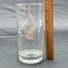 7 Etched Wheat Crystal Highball Glasses – 5.5″ H – Vintage Mid Century Excellent