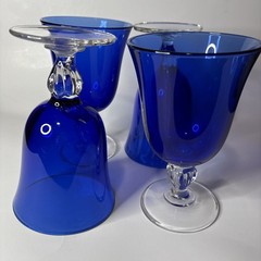 4 Casual Setting Sapphire 9 oz Water Goblets by Cristal D’Arques-Durand France