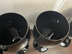Vintage Libbey Black Amethyst Wine Water Glass Goblet Stemware 7 inch Set Of 4
