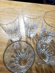 5 signed baccarat crystal rotary highball tumber glasses- France