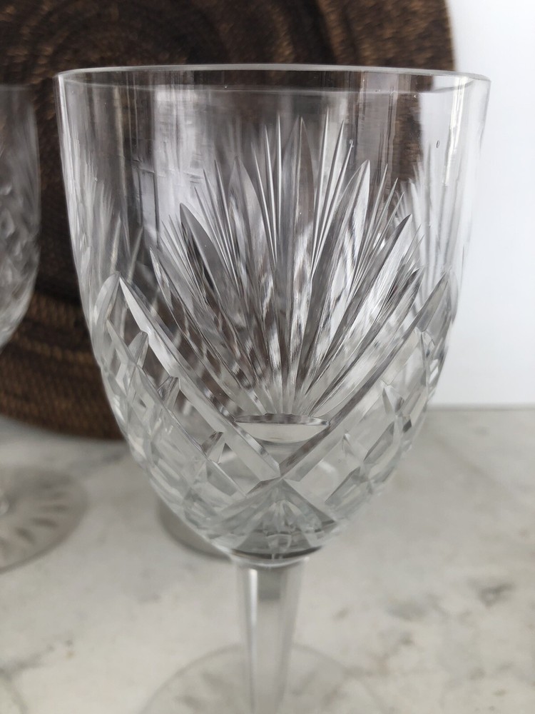 Vintage Cut Crystal Wine Glasses/Goblets, Approximately 6 3/4″ Tall, Set of 4