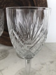Vintage Cut Crystal Wine Glasses/Goblets, Approximately 6 3/4″ Tall, Set of 4