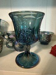 Indiana Glass Princess Blue Carnival Glass 12 Cups 4 Goblets