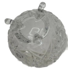 Footed Crystal Starburst Serving Bowl Dish Cut Glass 6″ Candy Fruits Clear Decor