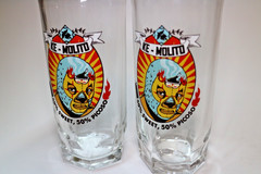 Vintage Dona Maria Ke-Molito Luchador Mole Jar Glass Tumbler Crisa Set of 2