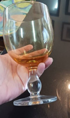Selency 2 Vintage Crystal Cognac Glasses Light Amber Clear Stem