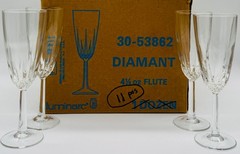 Luminarc Diamant 4 1/4 oz Flutes Case of 11 Original Packaging Durand Mfg Glass