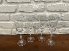 Vintage St George Crystal American Heritage 4 Champagne Flute Crystal Glasses