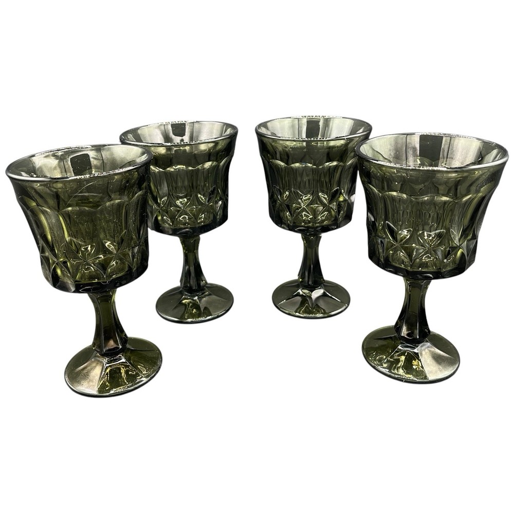 Vintage Noritake Perspective Smoky Olive Green Water Goblets Set of 4