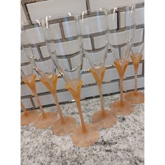 Set Of 7 Fluted Champagne Glass~ Amaryllis (Coral Satin) by Colony
