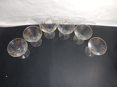 Vintage Libbey Gold Wheat Wine Cocktail Crystal Drinking Glasses Set of 6