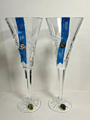 2 Waterford Crystal Snowflake Wishes Goodwill 3rd Edition Champagne Flutes 10.5″