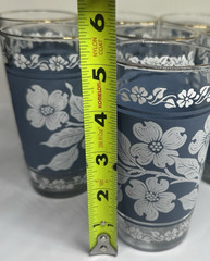 Set of 8 Vintage Hazel Atlas Dogwood Wedgewood Blue White Tumbler Glasses 1960s