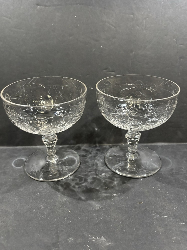Libbey Rock Sharpe Cut Crystal Sorbet Goblets Set of 2 – Excellent Shape