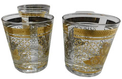 Set of 8 Vintage MCM Starlyte cocktail glasses S7T6 Lattice with Floral Pattern