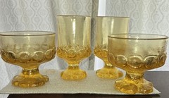 4 Tiffin Franciscan Madeira Champagne Sorbet & Wine Glasses Orange Pumpkin EUC