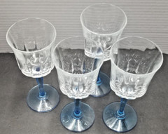 Set of 4-Made in U.S.A Crystal Wine Glass Blue Stem St. George American Heritage