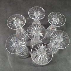 Kosta Boda Pyramid Crystal Cordial/Wine Tasting Glass 4″ Lot of 7 Signed