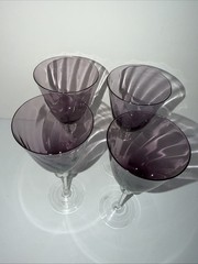 Amethyst Optic Swirl Mouth-blown Wineglass 8.75” Tall Set of 4