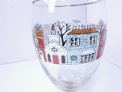 Libbey Winter Village Christmas Goblet 15 oz Holiday Stemmed Glass Main Street T