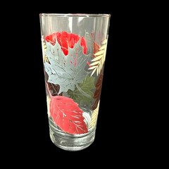 VTG LIBBEY TUMBLERS FALL LEAVES PATTERN SET/4 THANKSGIVING RED BROWN SAGE