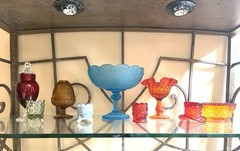 Empoli Italian Teal Blue cobalt twisted stemware 4 Stem Cordials Glass Set 4”