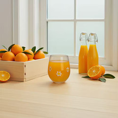 16 Oz. White and Yellow Clear Glass Drinking Tumbler with Embedded Daisy Pattern