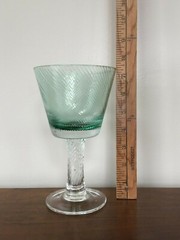 4 Present Tense TANGO Blown Glass Green Swirl 7 ¼” Water Goblets: MINT