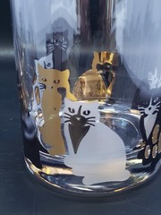Set of Two (2) CULVER «CATS» Double Old-Fashioned Glassware 22k Gold Blk. Wht.