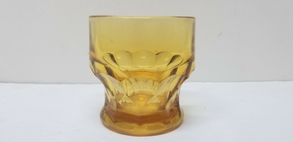 VTG HAZELWARE GLASS GEORGIAN AMBER FLAT TUMBLER LOW BALL JUICE 3”