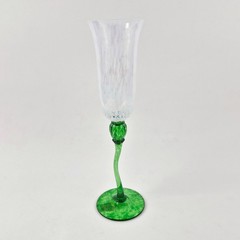 Rare Royal Danube Crystal Hand Blown Confetti Curved Stem Champagne Flute Glass