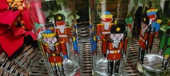 Vintage Holiday Nutcracker Glasses Tumblers Barware Christmas Set (Libbey?)