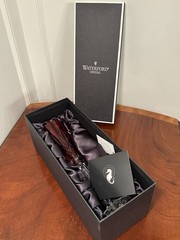 New in Box Set 2 WATERFORD CRYSTAL Lismore Jewels Ruby Red 12″ Champagne Flutes