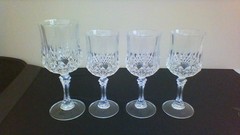 set of 4 longchamp led crystal drinking glasses- 3 «6.5» inch+ 1 » 7″