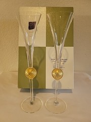 Union Street Glass Studio Champagne Flutes Four Seasons Aviara Signed Rare