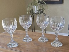 4 Baccarat Massena Crystal Wine Glasses American 6 3/8″ Signed Excellent France
