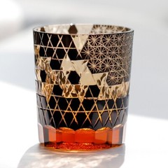 Handcraft Drinkware Hand Cut To Clear Crystal Satsuma Kiriko Whisky Cup Black
