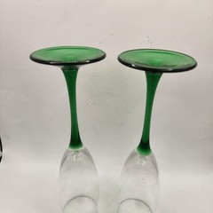 Set Of 4 Luminarc Emeraude Green Champagne/Wine Flutes Glass Made In France 6oz