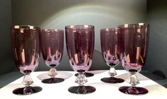 6 BRYCE CRYSTAL AQUARIUS AMETHYST Iced tea glasses USA discontinued