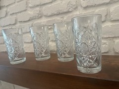 Libbey Hobstar Highball «Star of David» 16oz Drinkng Glass VTG Thick Set Of 4