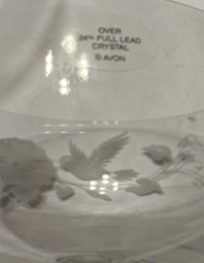 Vtg. Set of 4 Frosted & Etched «HUMMIMGBIRD» Champagne Glasses from the 80s AVON