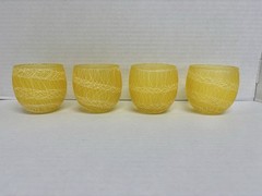 Vintage Spaghetti String Glasses, Lot Of 14 Roly Poly 3.25” Color Craft Tumblers