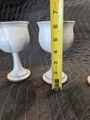 Three Vintage Hand Thrown Studio Art Pottery Stoneware Goblets / Chalise