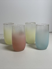 Set of 4 Vintage Blendo Frosted Tumblers Drinking Glasses Art Deco 14 Oz