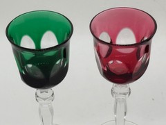 4 Barthmann Bleikristall aperatif glasses,red/blue/green/ purple