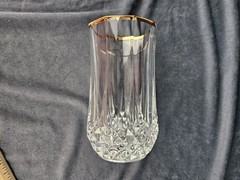 3 Cristal D Arques Longchamp Gold Rim Crystal Flat Tumbler Glasses 5.25″